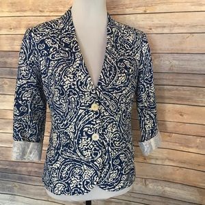 Talbots Petite Blue & White Lined Cotton Blazer 🌷